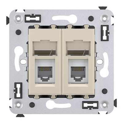 Телефонная розетка RJ-12 в стену двойная, "Avanti", "Ванильная дымка" DKC DKC Avanti 4405314DKC