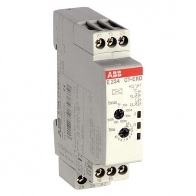 Реле времени 24-240V AC/24-48V DC 2ПК задержка включения 7 диапазонов 0,05с-100ч ABB CT-ERD.22  ABB CT-D 1SVR500100R0100
