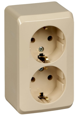 Розетка 2-ая с заземлением накладного монтажа IP20 SE Этюд Кремовый Systeme Electric Этюд PA16-007K