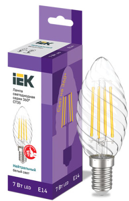 Лампа светодиодная свеча CT35 витая 7Вт 230В 4000К E14 серия 360° IEK IEK  LLF-CT35-7-230-40-E14-CL