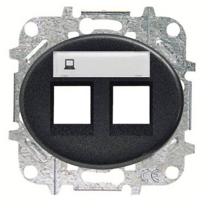 Накладка розетки информационной 2-ой ABB NIE Tacto Антрацит ABB Tacto 5518.2 AN