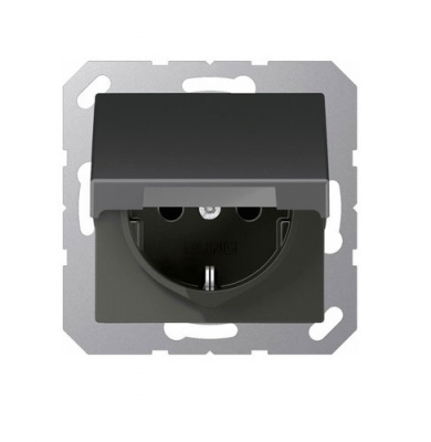 Розетка SCHUKO с крышкой Jung Eco Profi Антрацит Jung Eco Profi EP1420KLAN