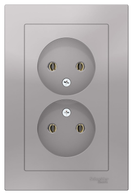 Розетка двойная без заземления 16A в сборе Schneider Electric AtlasDesign Алюминий Systeme Electric AtlasDesign ATN000320