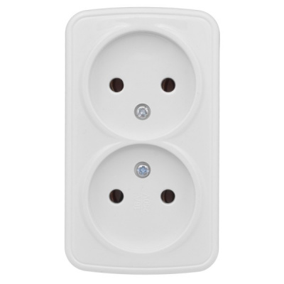 Розетка 2-местная ОП 10A без заземления EKF Basic Минск Белый EKF Минск EGR10-102-10