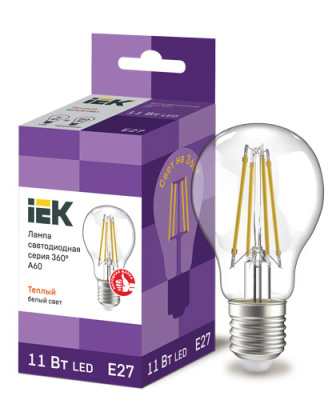 Лампа светодиодная грушевидная A60 11Вт 230В 3000К E27 IEK IEK  LLF-A60-11-230-30-E27-CL