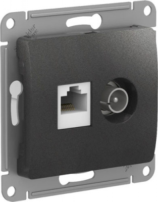 Розетка двойная ТВ + компьютерная RJ45 кат. 5Е механизм Systeme Electric Glossa Антрацит Systeme Electric Glossa GSL000789