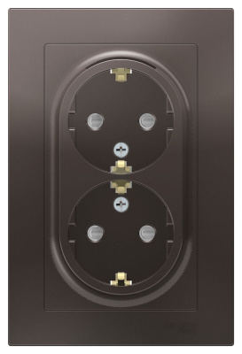 Розетка двойная с заземлением со шторками 16A в сборе Schneider Electric AtlasDesign Мокко Systeme Electric AtlasDesign ATN000626