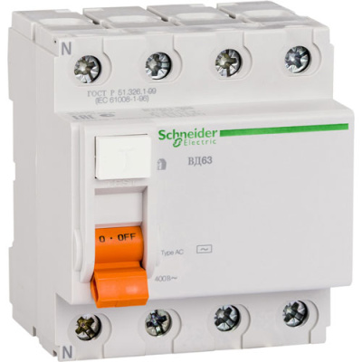 Диф. выкл. нагрузки ВД63 4П 40A 300MA АС, испания Schneider Electric Schneider Electric  11465