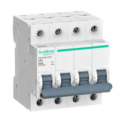 Systeme Electric City9 Set Автомат (АВ) С 63А 4P 6kA 400В Systeme Electric City9 C9F36463