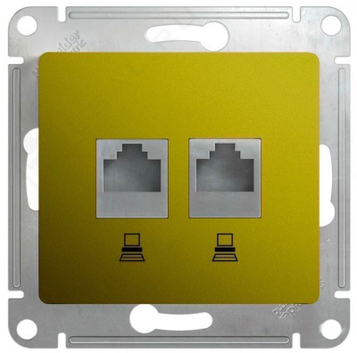 Розетка двойная компьютерная RJ45+RJ45 кат.5E механизм Systeme Electric Glossa Фисташковый Systeme Electric Glossa GSL001085KK