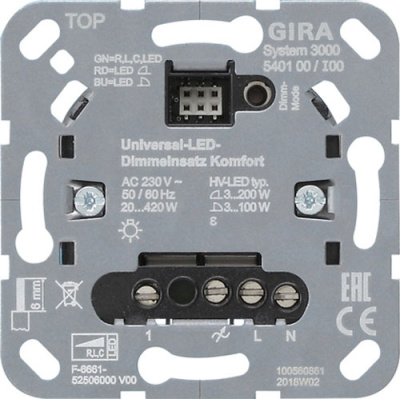 Механизм Светорегулятор универсальный Gira Komfort S3000 Gira System 55 540100Gira