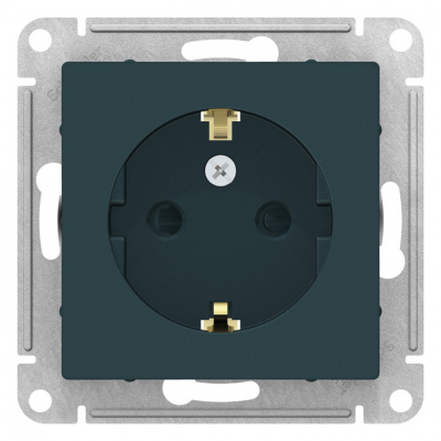 Розетка с заземлением со шторками 16A механизм Schneider Electric AtlasDesign Изумруд Systeme Electric AtlasDesign ATN000845