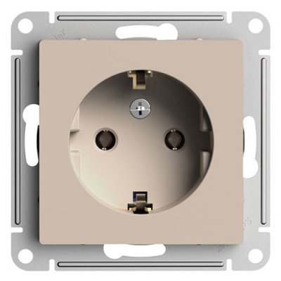 SE AtlasDesign Розетка с заземлением Песочный 16А механизм Systeme Electric AtlasDesign ATN001243