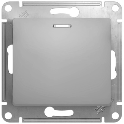 Переключатель 1-клавишный с подсветкой 10A (схема 6A) Systeme Electric Glossa Алюминий Systeme Electric Glossa GSL000363