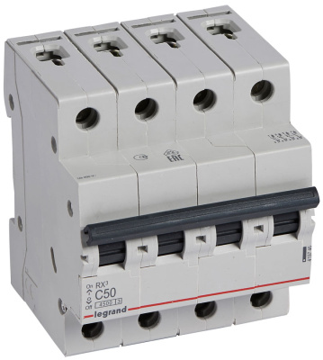 Автоматический выключатель 4P 50A C 4,5kA Legrand RX3 Legrand RX3 419746