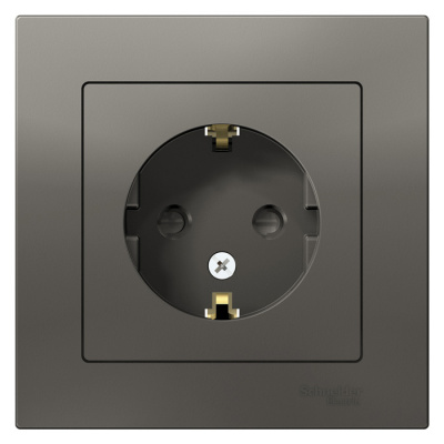Розетка с заземлением со шторками 16A в сборе Schneider Electric AtlasDesign Сталь Systeme Electric AtlasDesign ATN000944