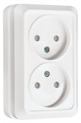 Розетка 2-местная 10A без заземления с защитными шторками EKF PROxima Рим Белый EKF Рим ENR10-102-100