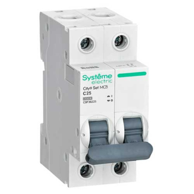 Systeme Electric City9 Set Автомат (АВ) С 25А 2P 6kA 230В Systeme Electric City9 C9F36225
