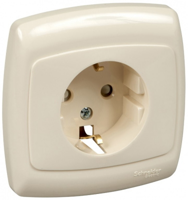 Розетка 1-ая с заземлением 16A скрытой установки в сборе Wessen Рондо Слоновая кость Wessen Wessen Рондо RS16-264-SI