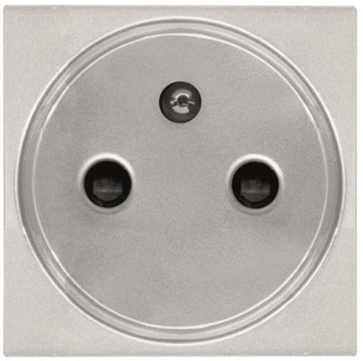 Розетка с заземлением французский стандарт с защитными шторками 2 мод ABB NIE Zenit Серебряный N2287 PL ABB Zenit 2CLA228700N1301