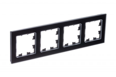 SE AtlasDesign Рамка 4-постовая Черный Nature Натуральное стекло Systeme Electric AtlasDesign Nature ATN361004