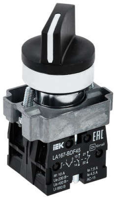 Переключатель LA167-BDF45 2 полож. 1з+1р черный IEK IEK  BSW20-BDF45-3-24-67-2-K02