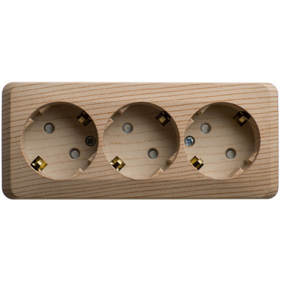 Этюд о/у тройная Розетка с заземлением со шторками 16А 250B, сосна, россия SE Systeme Electric Этюд PA16-012D