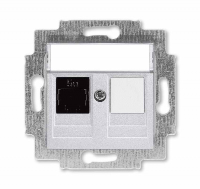 Розетка информационная RJ45 категория 5e и заглушка серебро ABB Levit M ABB Levit M 2CHH295117A6070