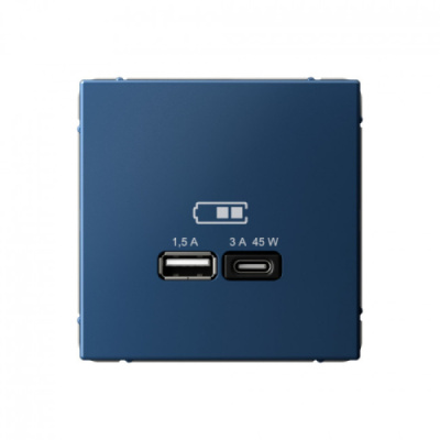 ARTGALLERY USB РОЗЕТКА A + тип-C 45Вт высокоскор.заряд. QC, PD, механизм, АКВАМАРИН Systeme Electric ArtGallery GAL001129