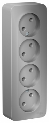 Розетка 4-ая без заземления без шторок накладного монтажа с изолирующей пластиной 16A 250В Systeme Electric Blanca Алюминий Systeme Electric Blanca BLNRA000413