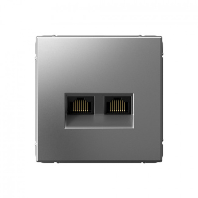 ARTGALLERY РОЗЕТКА двойная компьютерная RJ45+RJ45, кат.6А, механизм, СТАЛЬ Systeme Electric ArtGallery GAL000988