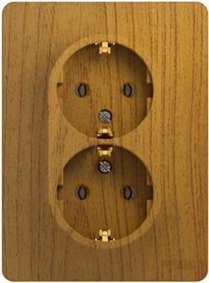 Розетка 2-я с заземлением в сборе с рамкой Systeme Electric Glossa Дуб Systeme Electric Glossa GSL000524