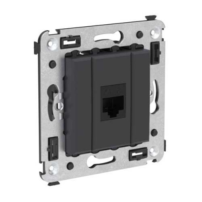 Компьютерная розетка RJ-45 без шторки в стену кат.5е одинарная DKC Avanti Черный матовый DKC Avanti 4412663