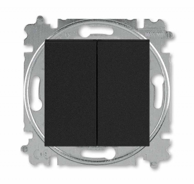 Выключатель двухклавишный антрацит / дымчатый чёрный ABB Levit M ABB Levit M 2CHH590545A6063