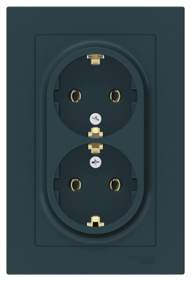 Розетка двойная с заземлением 16A в сборе Schneider Electric AtlasDesign Изумруд Systeme Electric AtlasDesign ATN000824