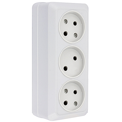 Розетка 3-местная 10A без заземления EKF PROxima Рим Белый EKF Рим ENR10-202-10