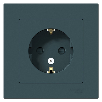Розетка с заземлением со шторками 16A в сборе Schneider Electric AtlasDesign Изумруд Systeme Electric AtlasDesign ATN000844