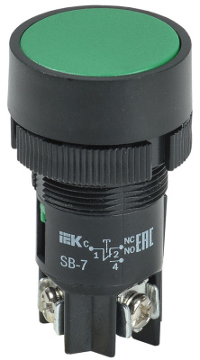 Кнопка SВ-7 "Пуск" зеленая 1з+1P d22мм/240В IEK IEK  BBT40-SB7-K06