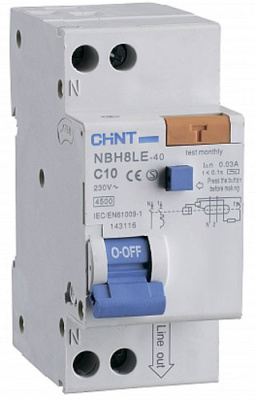 CHINT Дифавтомат NBH8LE-40 1P+N 32A 30mA х-ка С 4.5kA (R) CHINT  206065CHINT