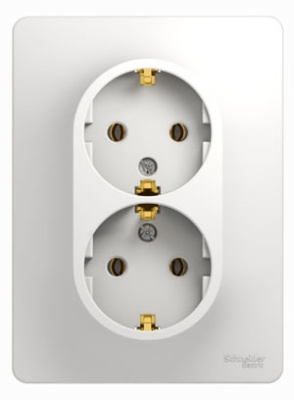 Розетка 2-я с заземлением в сборе с рамкой Systeme Electric Glossa Белый Systeme Electric Glossa GSL000124