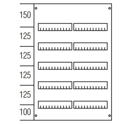 Пластрон с прорезями DIN125мм 750х500мм, 5рядов ABB ABB CombiLine-M AS25
