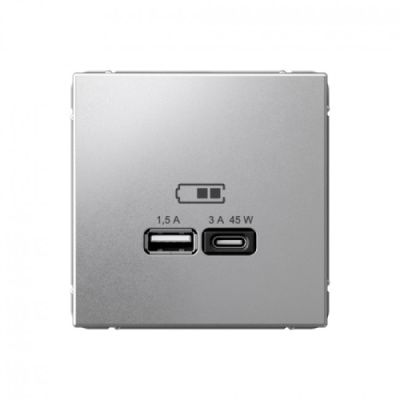 ARTGALLERY USB РОЗЕТКА A + тип-C 45Вт высокоскор.заряд. QC, PD, механизм, АЛЮМИНИЙ Systeme Electric ArtGallery GAL000329