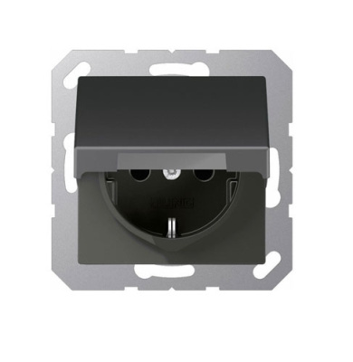 Розетка SCHUKO с крышкой Jung Eco Profi Антрацит Jung Eco Profi EP1420KLAN