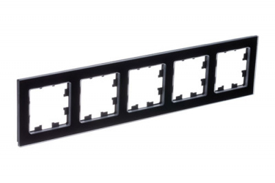 SE AtlasDesign Рамка 5-постовая Черный Nature Натуральное стекло Systeme Electric AtlasDesign Nature ATN361005