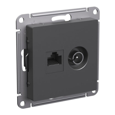 SE AtlasDesign Розетка двойная ТВ + компьютерная Базальт RJ45 кат. 5Е Systeme Electric AtlasDesign ATN001489