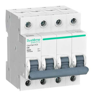 Systeme Electric City9 Set Автомат (АВ) С 6А 4P 6kA 400В Systeme Electric City9 C9F36406
