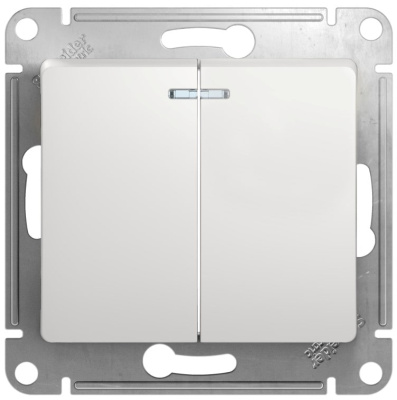 Выключатель 2-клавишный с подсветкой 10A (схема 5A) Systeme Electric Glossa Белый Systeme Electric Glossa GSL000153