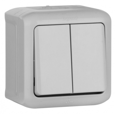 Переключатель 2-клавишный на 2 направления 10A IP44 Legrand Quteo Серый Legrand Quteo 782331