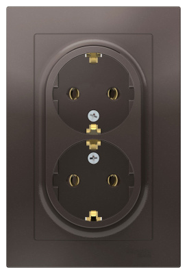 Розетка двойная с заземлением 16A в сборе Schneider Electric AtlasDesign Мокко Systeme Electric AtlasDesign ATN000624
