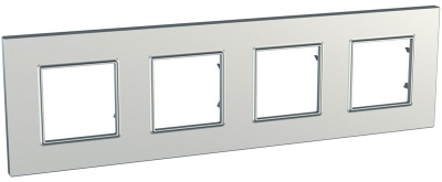 Рамка 4-постовая Schneider Electric Unica Quadro Metallized Серебро Schneider Electric Unica MGU6.708.55